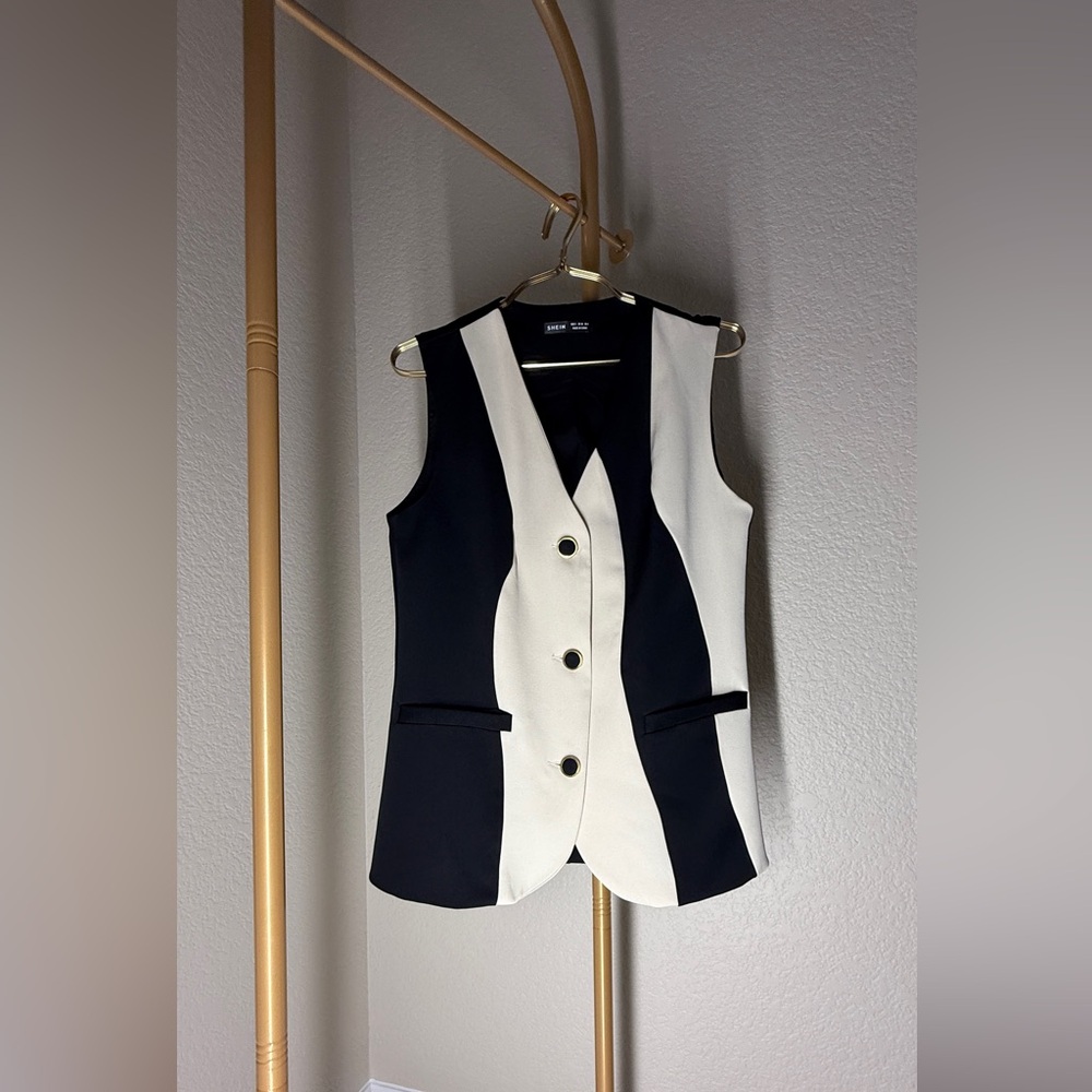 Black and Cream Vest Top